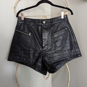 7 for Mankind Zipper Lamb Leather Shorts